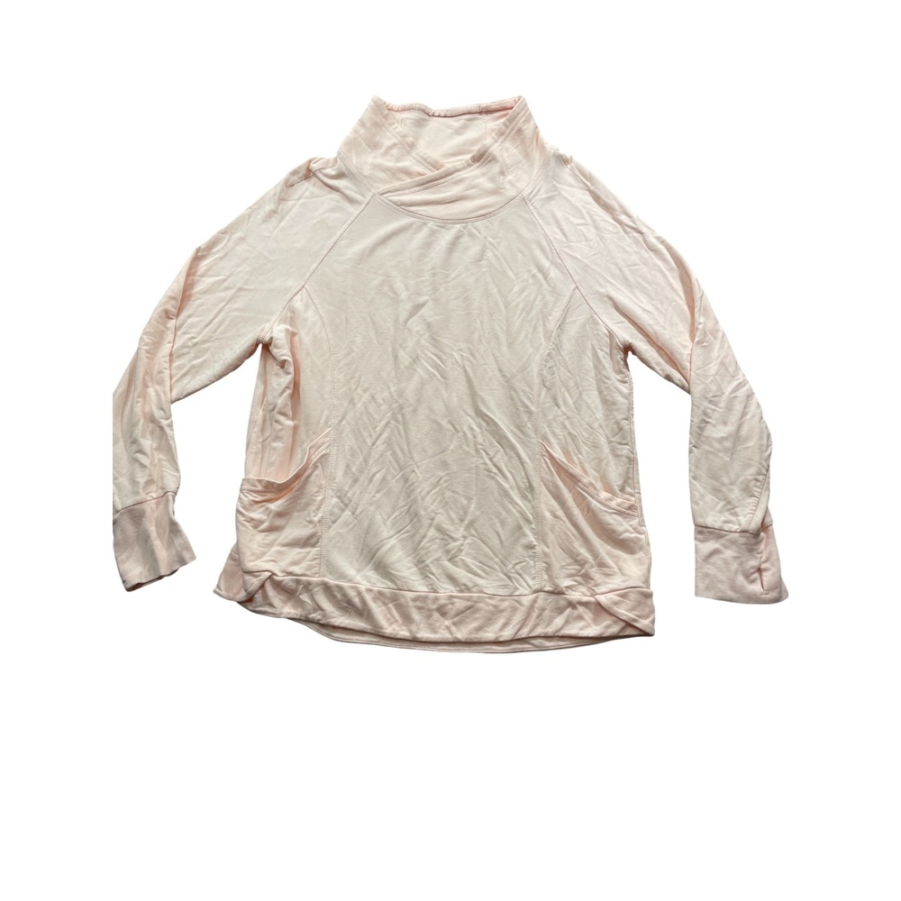 Yogalicious XXL Pink Light Long Sleeve Mock Neck Sweatshirt Front Pocket